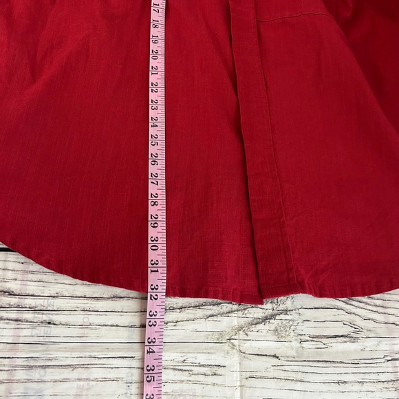 Dilemma New York Organic Cotton Mandarin Collar Oversized Tunic Shirt Red - Picture 8 of 8